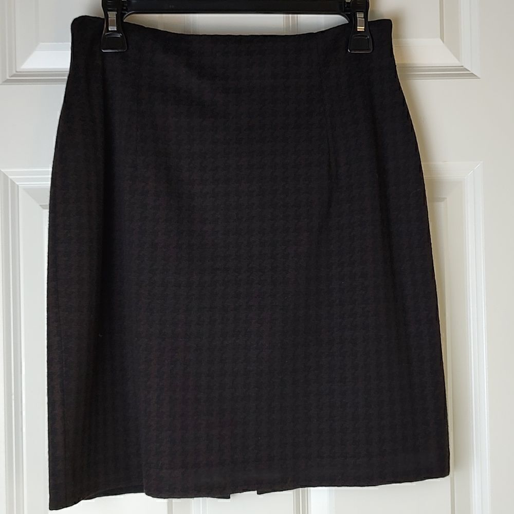 St John Collection Houndstooth Skirt Black Brown Size 10